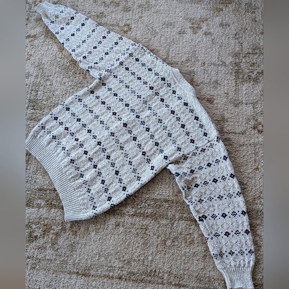 Vintage Croft & Barrow Cardigan Men L Ivory 80s 90s Grandpa Sweater Fisherman - Picture 3 of 9